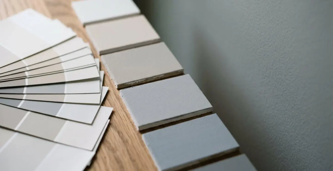 Palette de nuancier de peinture avec échantillons muraux montrant les variations de teintes