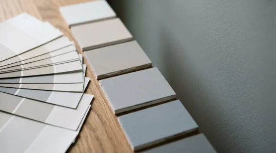 Palette de nuancier de peinture avec échantillons muraux montrant les variations de teintes